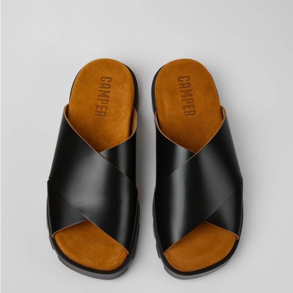 Camper Black Leather Slide Sandals BNWOT